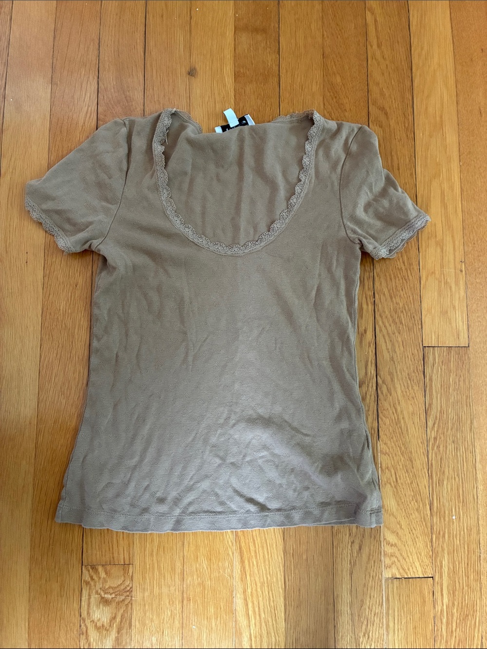 & Othet Stories brown pointelle tshirt, xs